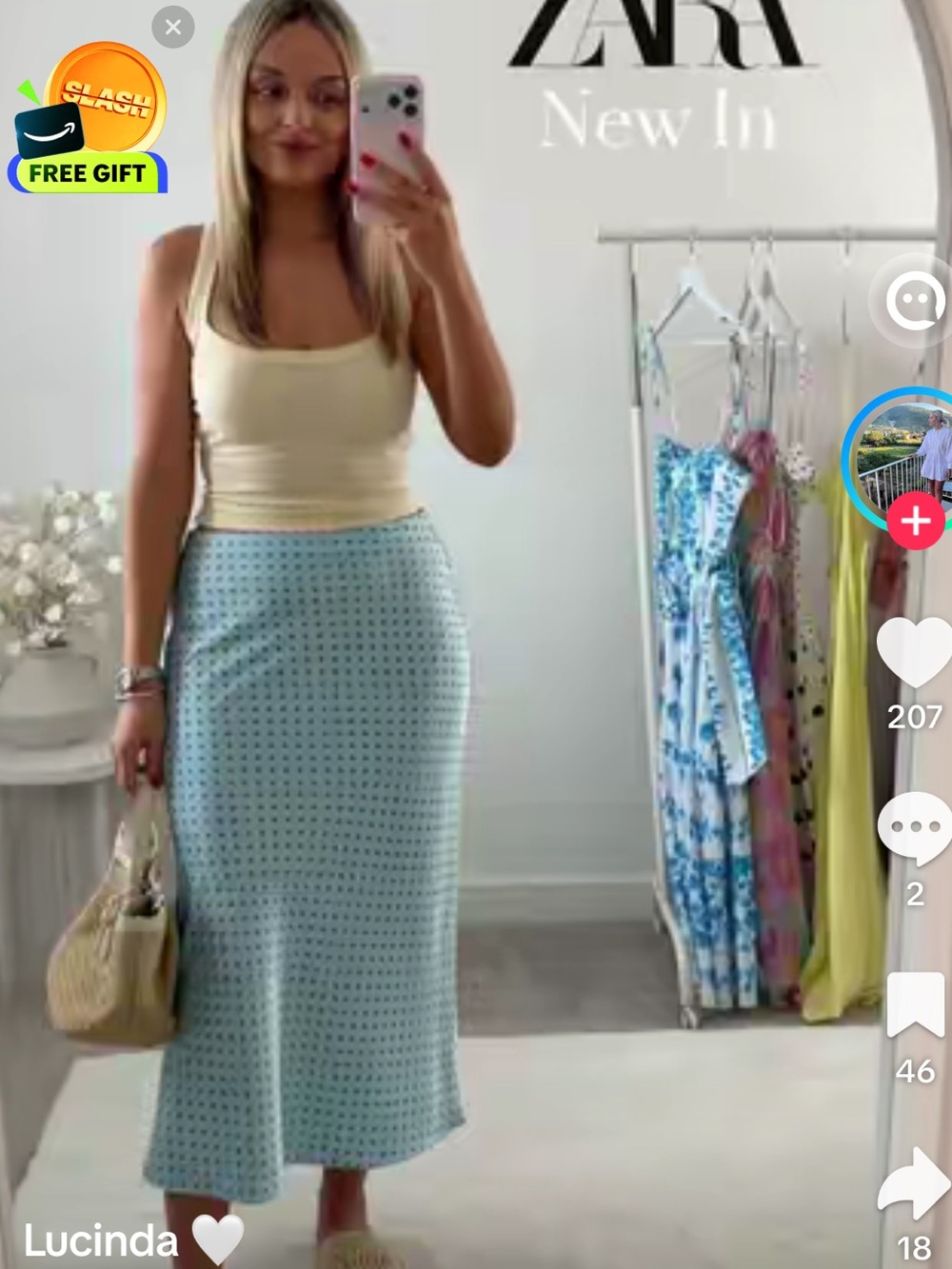 Women’s Light Blue Printed Midi Skirt - Unbranded